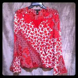 INC Red Floral Top